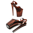 9-Inch Electroplated Platform Sandals - Slip-On Dance Heels