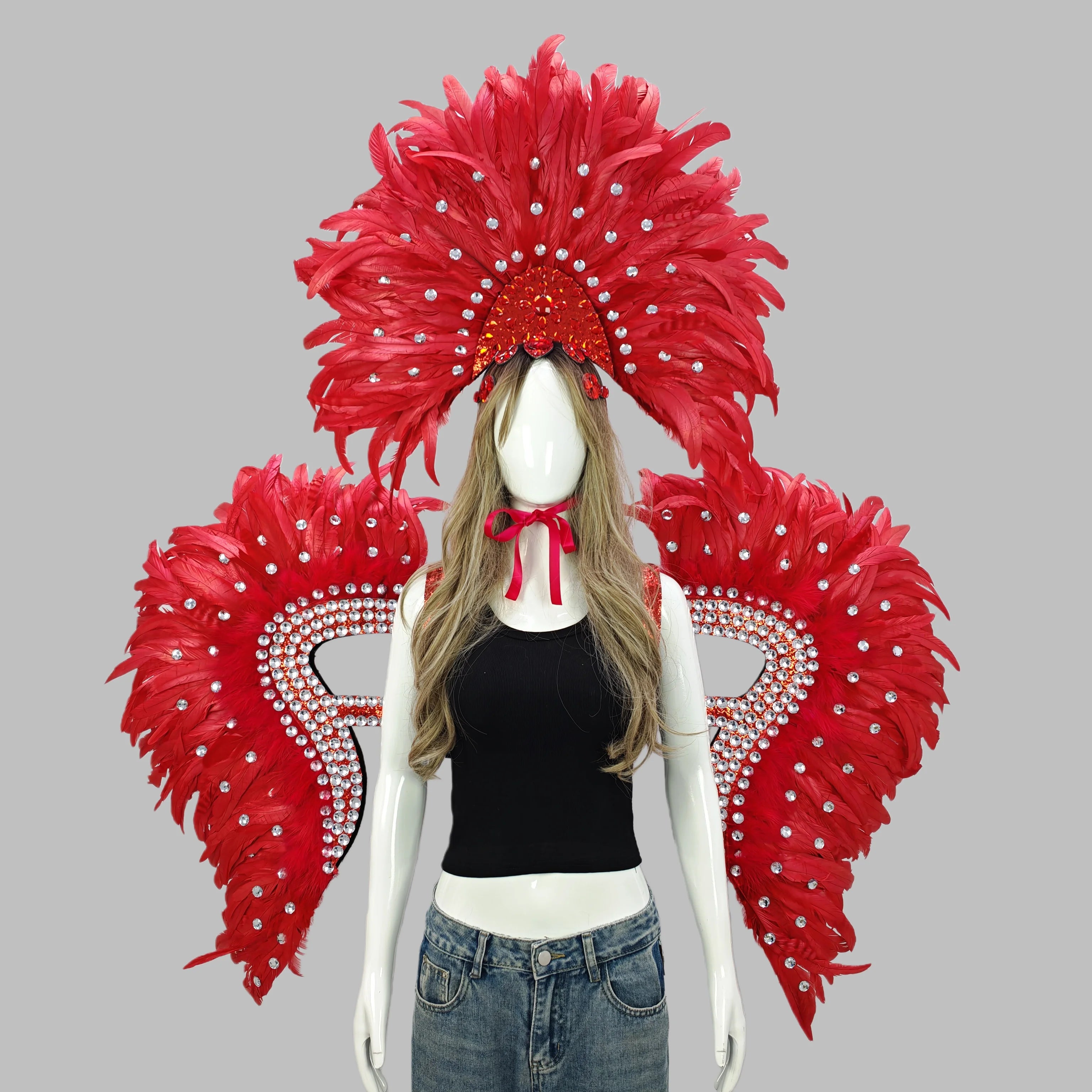Feather Headdress & Wings Set - Carnival Stage Costume