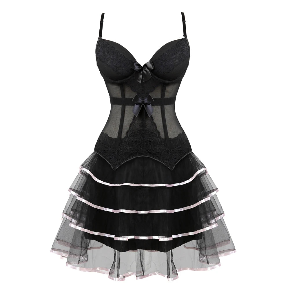 Overbust Corset & Tutu Skirt Set | Straps Cup | Burlesque