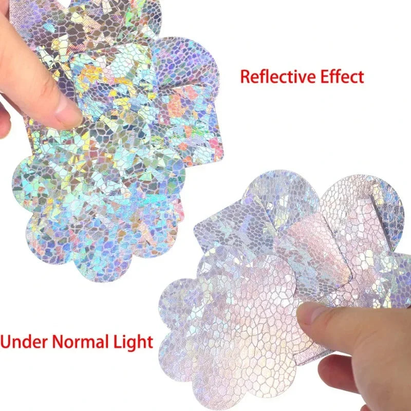 Glitter Pasties Nipple Covers - 5 Pairs, Assorted Shapes for Performers