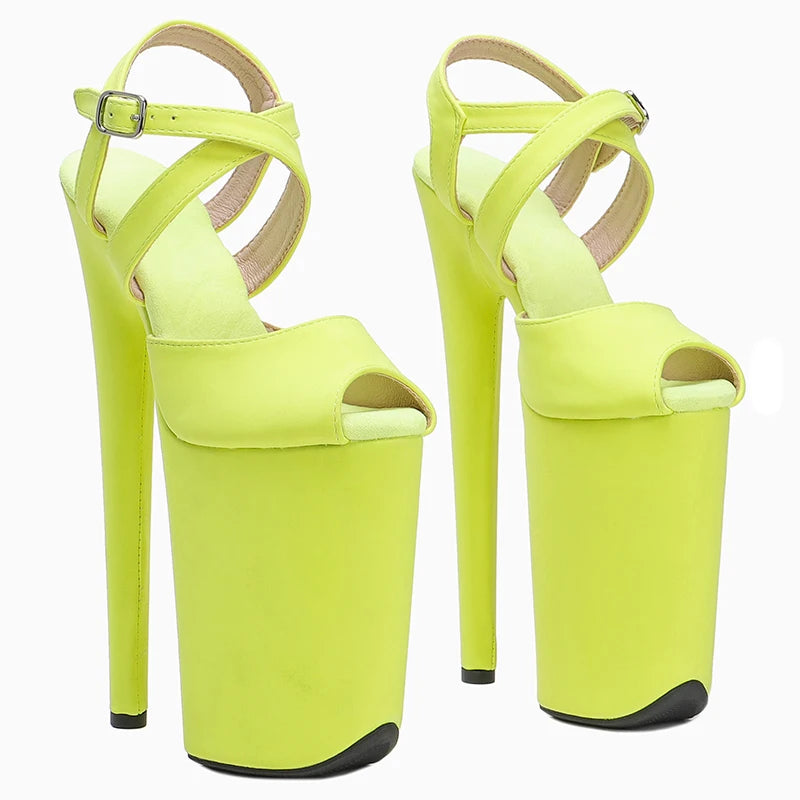 9-Inch Matte Platform Sandals | Open Toe | Cross Strap