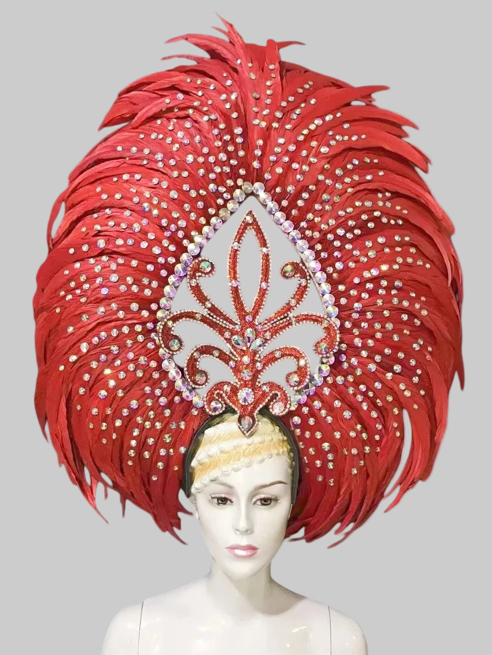 Samba Feather Headdress & Wings - Multi-Color Carnival Costume Set with Rhinestones