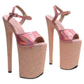 Holographic Platform Ankle Strap Heels - 9 Inch Glitter Pole Dance Sandals