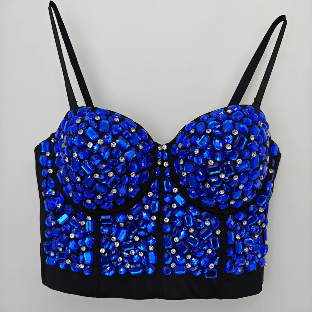 Heavy Beading Rhinestone Bustier | Colorful Crystal Corset Top