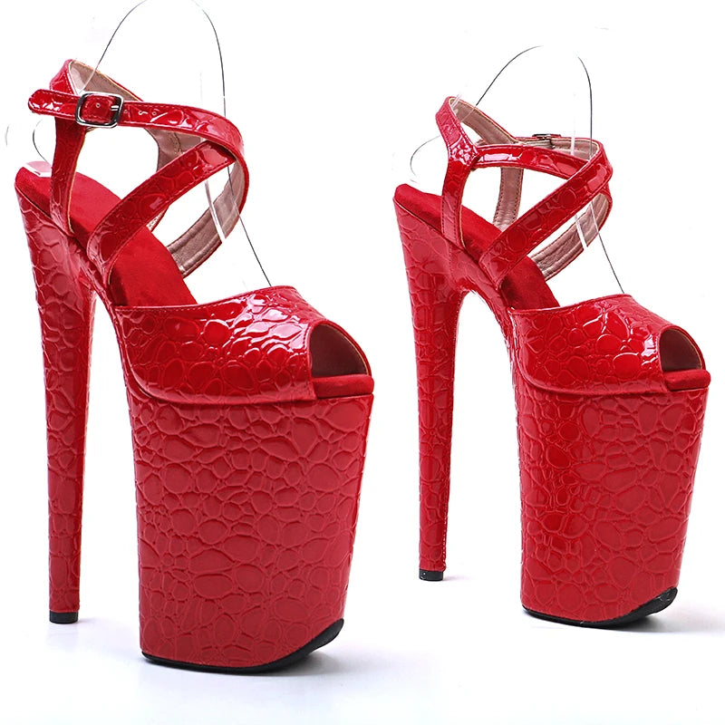 Stone Pattern Platform Sandals - 23cm Pole Dance Heels