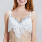 Rhinestone Fringe Tassel Dance Bra Top | Belly Dance & Cabaret | 4 Colours