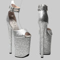 26CM Glitter Platform Sandals - Extreme 10 Inch High Heel Pole Dance Shoes