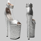 26CM Glitter Platform Sandals - Extreme 10 Inch High Heel Pole Dance Shoes