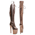 Snakeskin Thigh-High Platform Pole Dance Boots – 8-Inch Heel