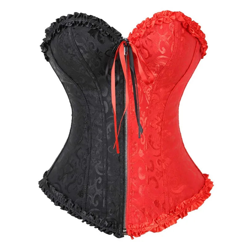 Red & Black Corset Dress Set | Overbust & Tutu Skirt | Burlesque | Plus Size