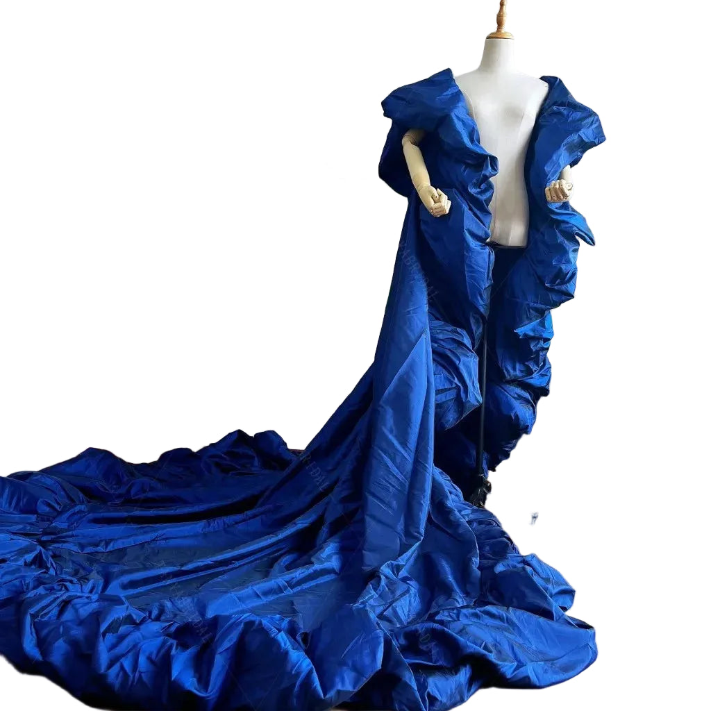 Taffeta Cape | Puffy Ruffle Edge & 230cm Train | Pageant & Evening