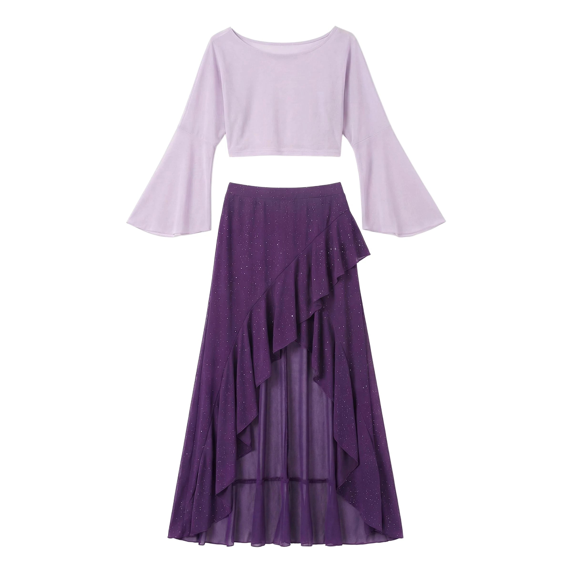 Flare Sleeve Belly Dance Set | Mesh Top & Slit Skirt