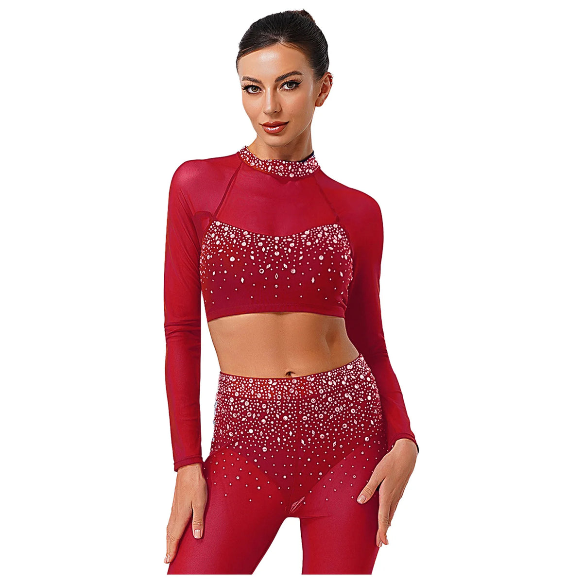 Prism Rhinestone Crop Top and Leggings Set