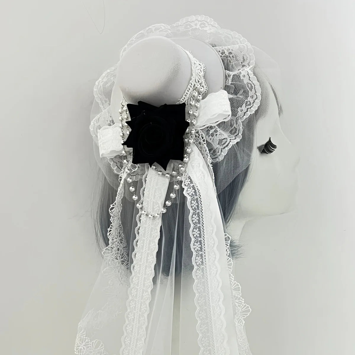 Gothic Mini Top Hat | Lace Veil & Rose | 4 Styles
