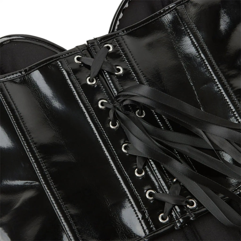 Shiny Patent Overbust Corset | Sweetheart | Black, White & Red