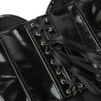 Shiny Patent Overbust Corset | Sweetheart | Black, White & Red