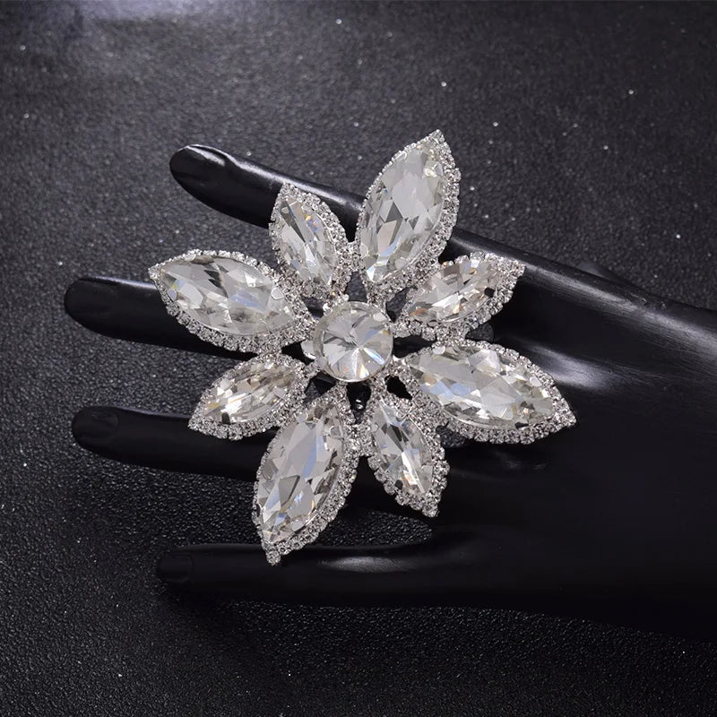 Rhinestone Flower Cocktail Ring | Adjustable