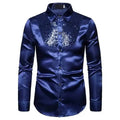 Men's Satin Sequin Shirt | Sequin Collar Panel | Stage