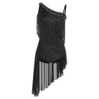 Latin Dance Leotard | Tassel & Rhinestone | Asymmetric