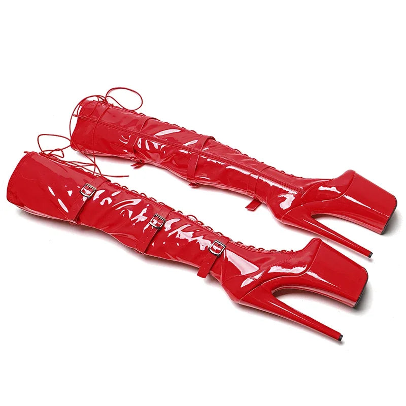 9-Inch Shiny Patent Thigh-High Boots