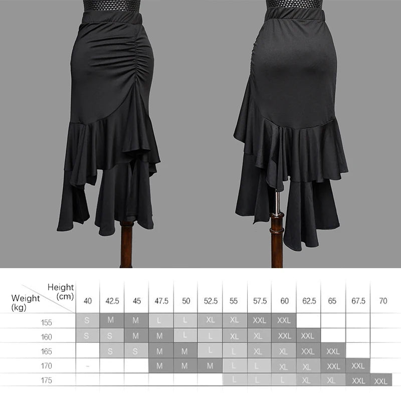 Latin Dance Ruffle Skirt | High-Low Hem | Salsa & Competition