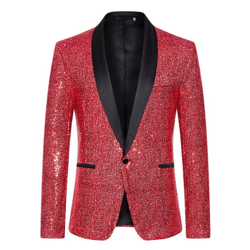 Men's Sequin Blazer | Shawl Collar | Stage & Performance | 12 Colors