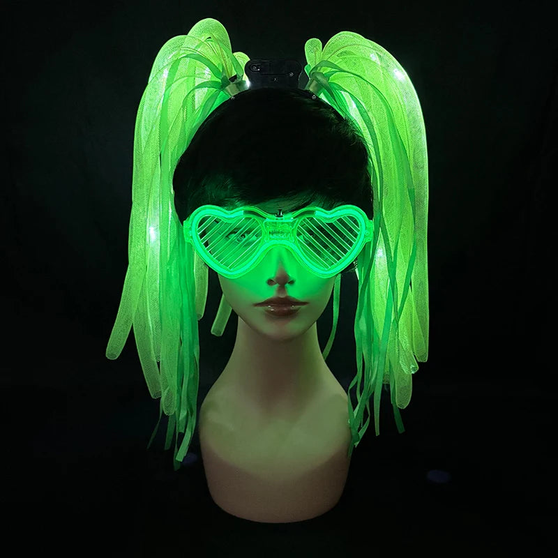 LED Light-Up Braid Pigtail Headband | Rave Festival Hair