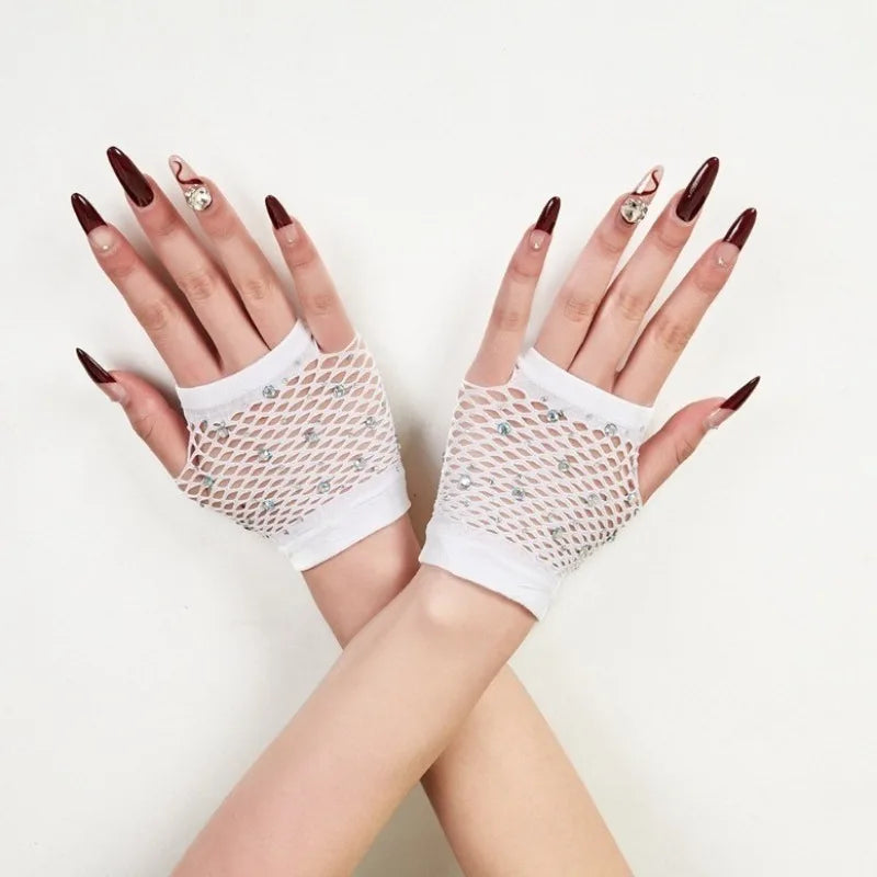 Rhinestone Fishnet Gloves | Fingerless