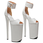 10-Inch Matte Platform Sandals - Peep Toe Exotic Dance Heels