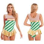 Candy Cane Dance Dress | Gold Ruffle