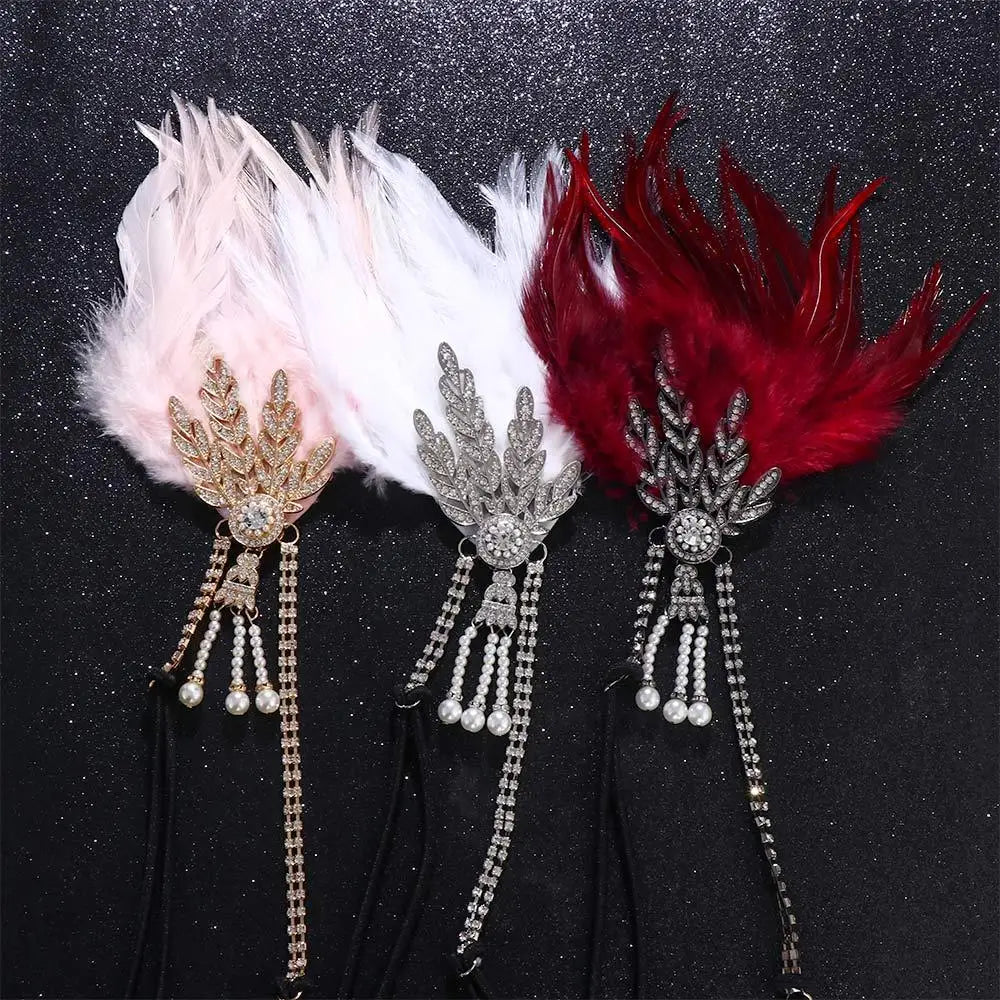 1920s Gatsby Feather Headband | Rhinestone & Pearl | 6 Styles