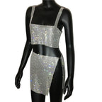 Rhinestone Crystal Two-Piece Set with Waist Chain