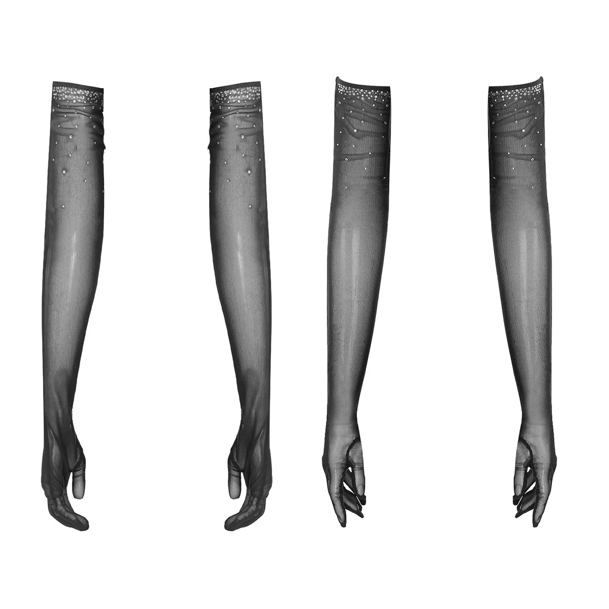 Rhinestone Mesh Gloves | Full Length | Dance