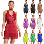 Rhinestone Fringe Dress | Halter Neck | Latin Dance
