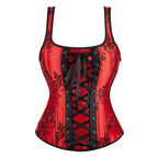 Embroidered Floral Corset | Overbust Bustier | Red & Black