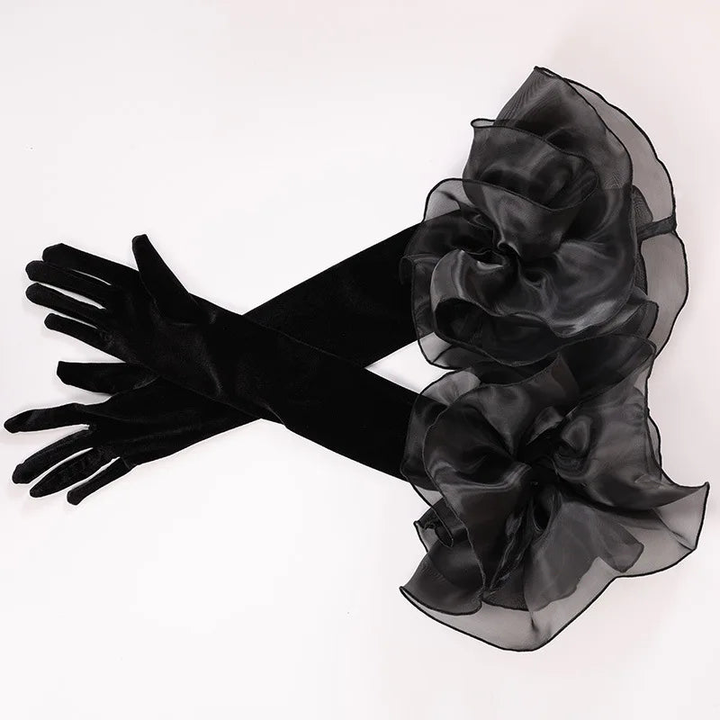 Satin Opera Gloves — Elbow Length | White, Red, Black, Wine Red