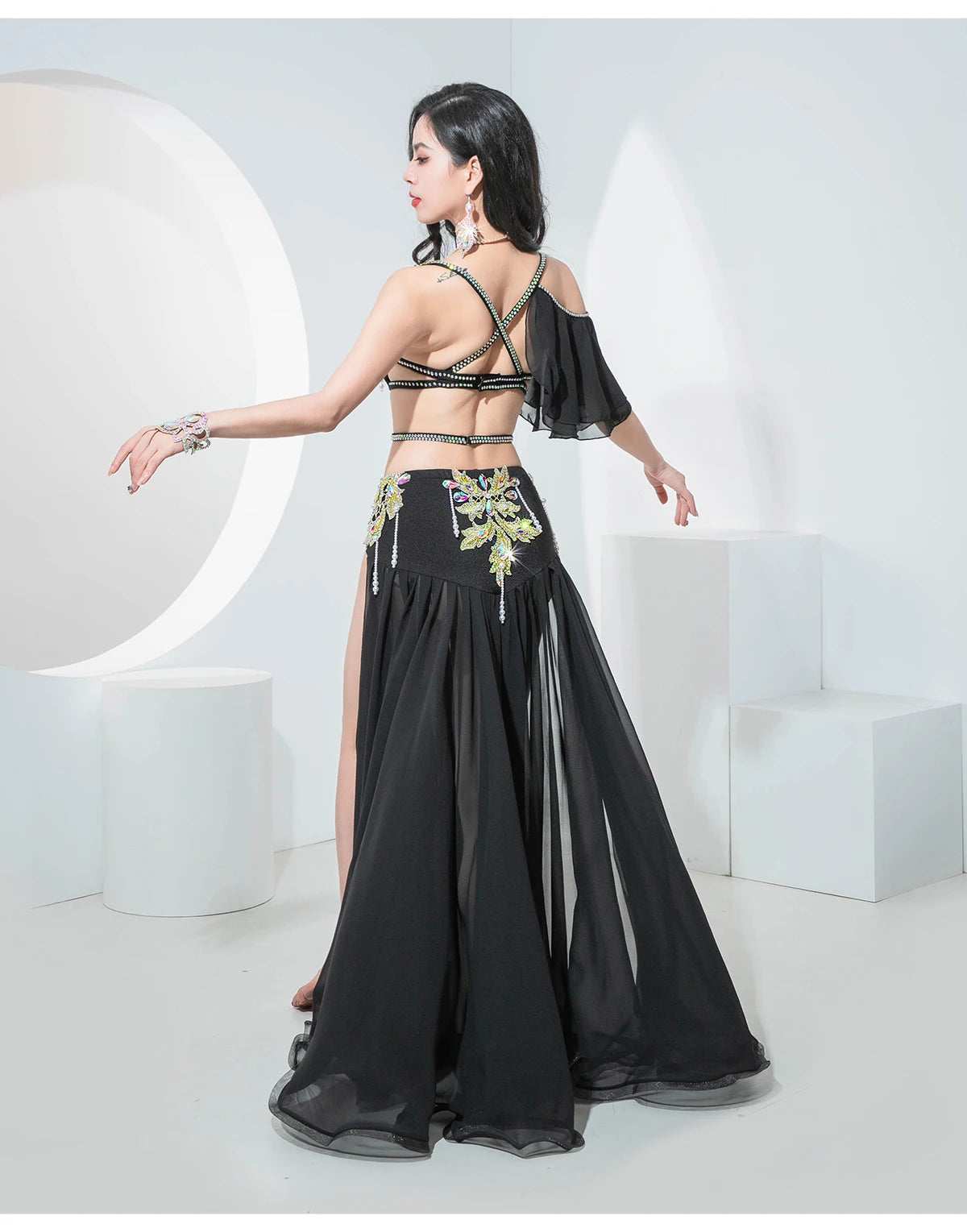 Egyptian Belly Dance Costume | Rhinestone Bra & Chiffon Skirt