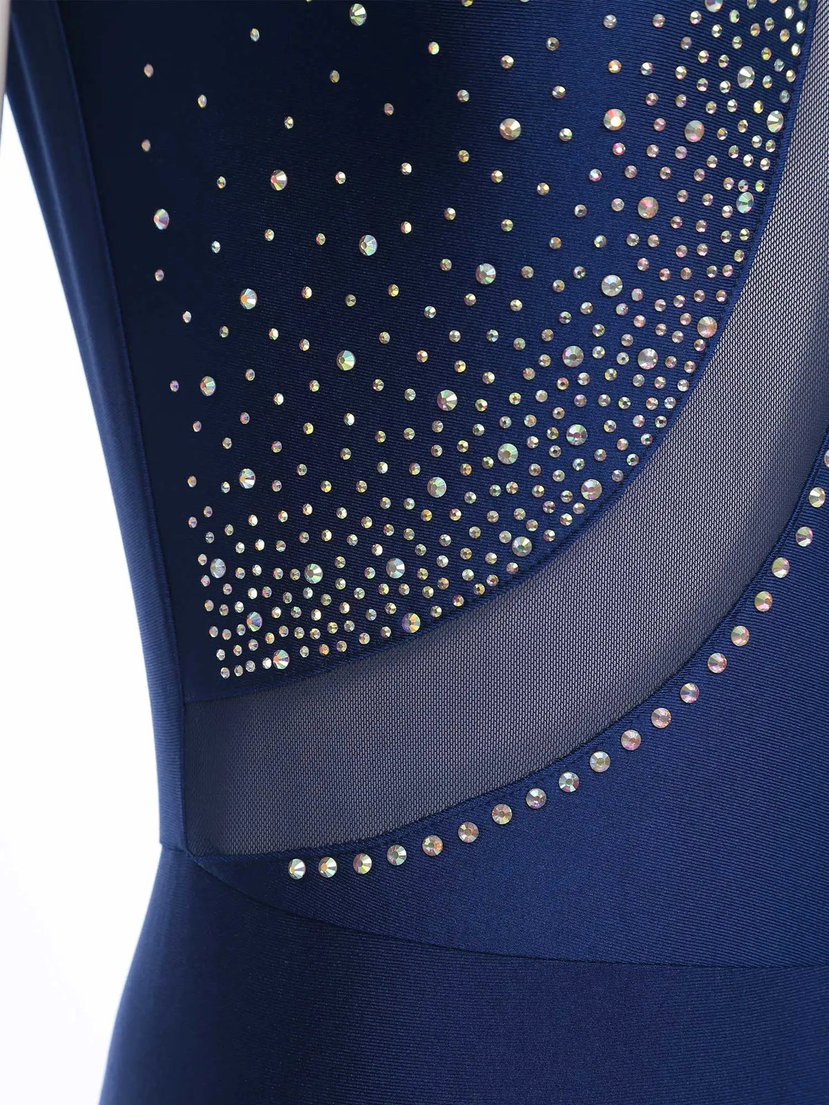 Rhinestone Dance Unitard | Mesh Cutout Back