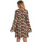 Women's Floral Hippie Dress Set | Flare Sleeve | 60s 70s Boho