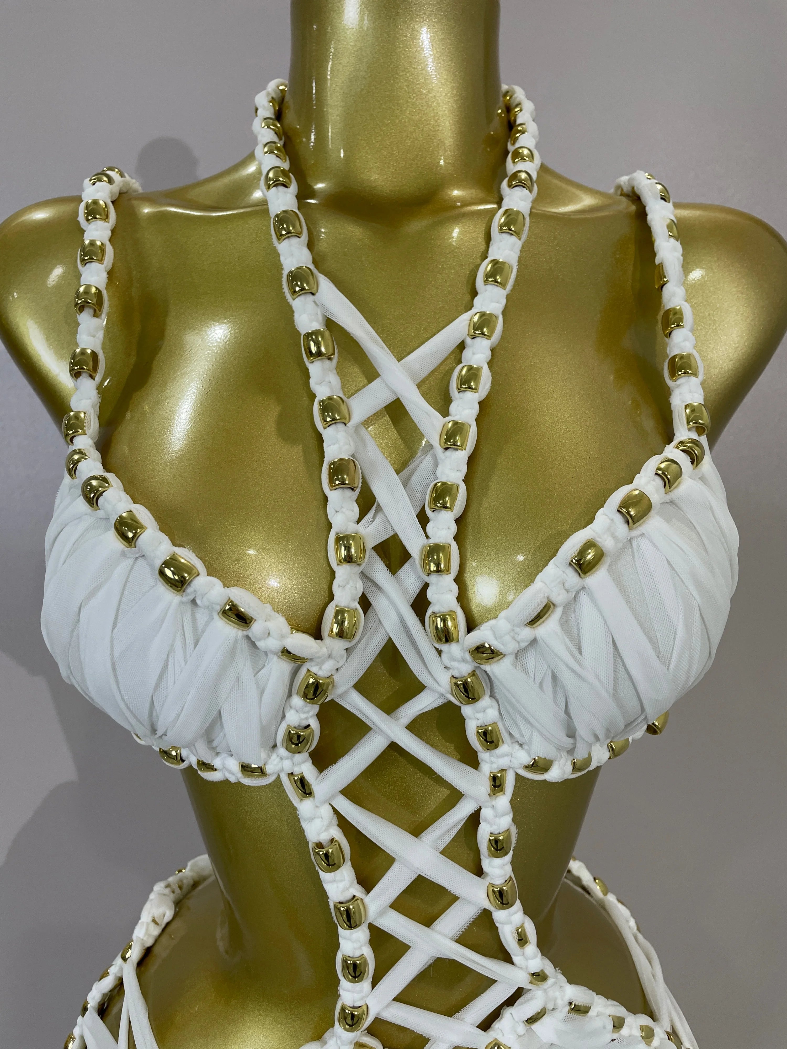 White Lattice Cut-Out Mini Dress | Halter | Backless