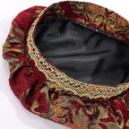 Medieval Feathered Beret Hat | Jacquard Court Cap | Cosplay