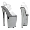 9-Inch Transparent Platform Sandals with Cross Straps - Open Toe Heels