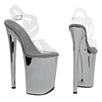 9-Inch Transparent Platform Sandals with Cross Straps - Open Toe Heels