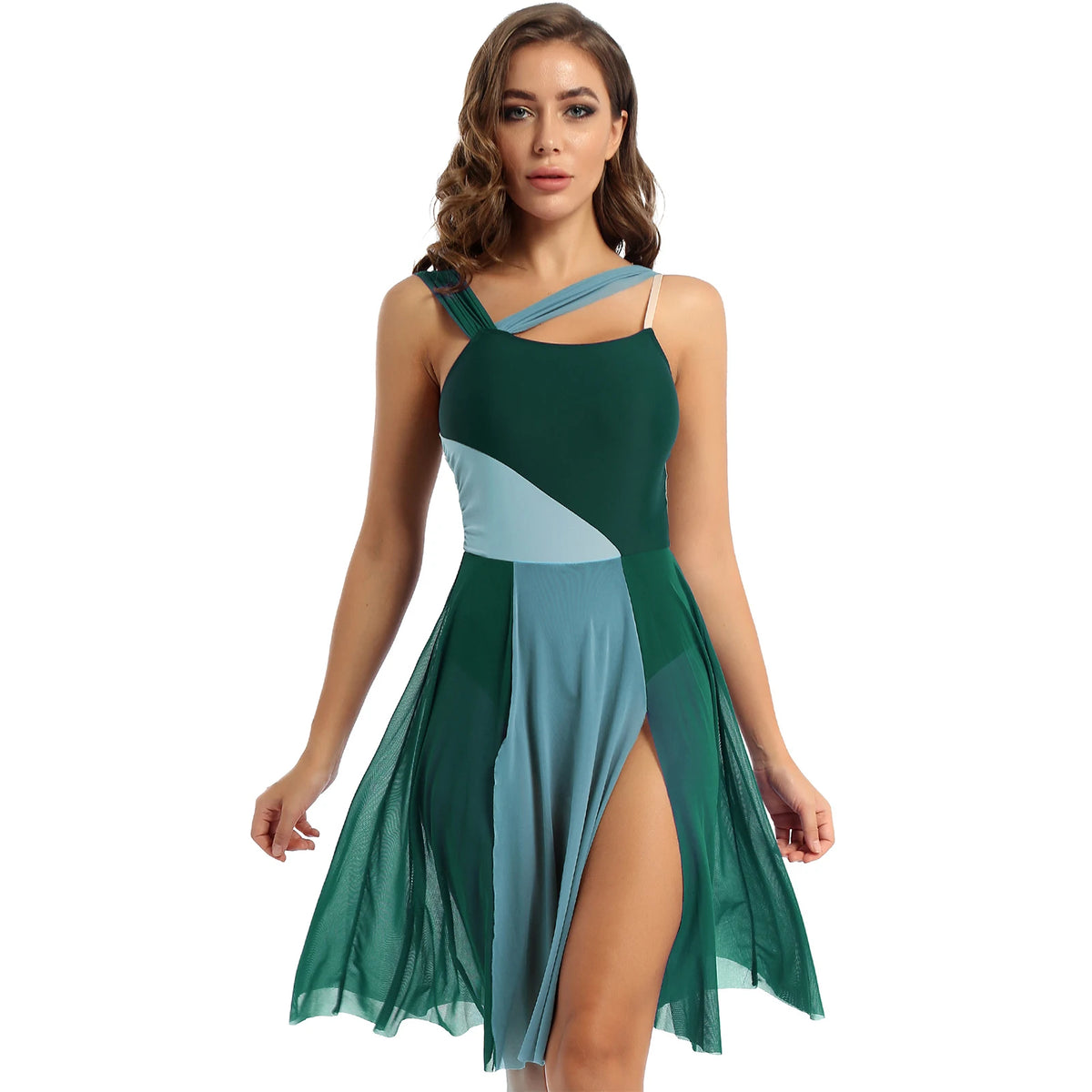 Lyrical Dance Dress | Color-Block Split Mesh