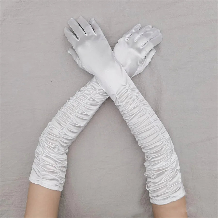 Long Satin Opera Gloves - Dance & Performance Stretch Gloves
