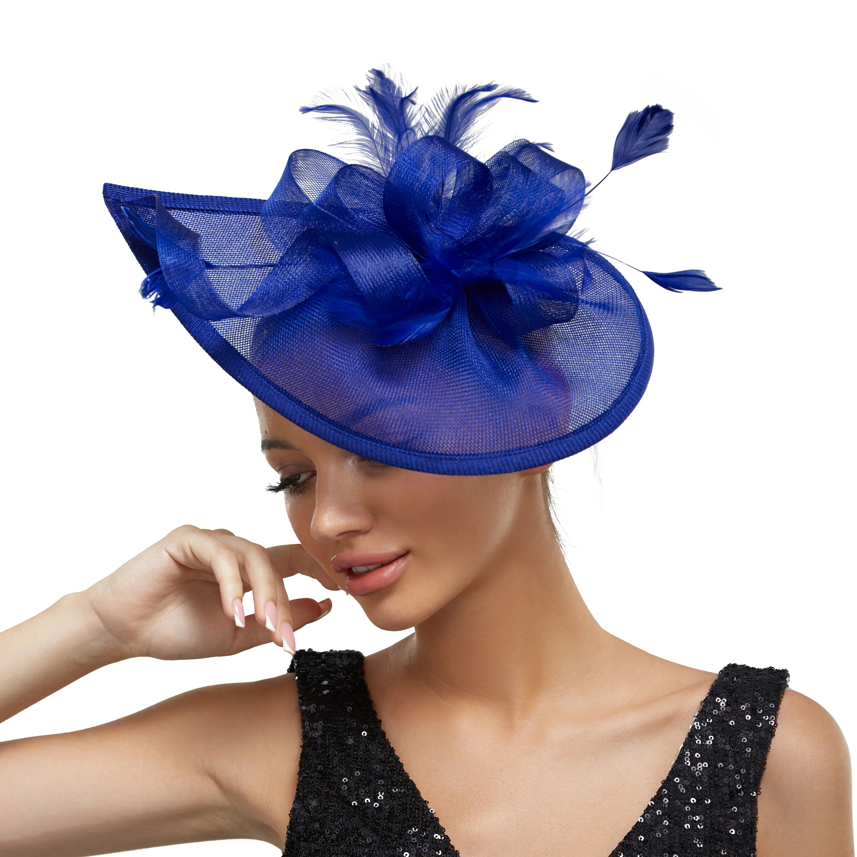 Feather & Mesh Drop Fascinator | Bridal & Tea Party | 8 Colors