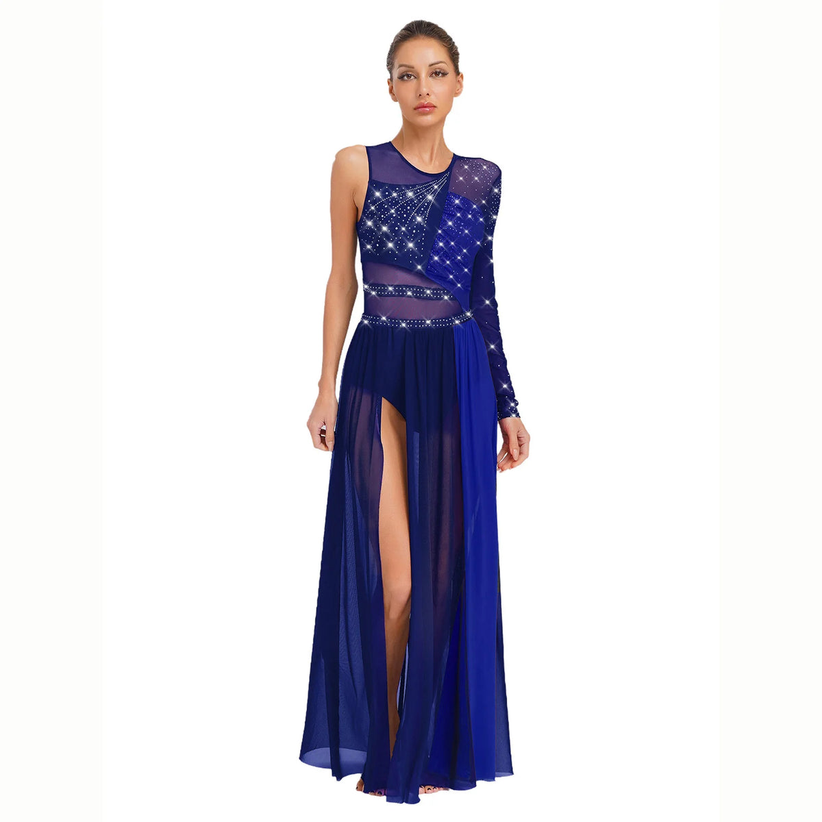 Rhinestone Lyrical Dress | Side Split | Color Block