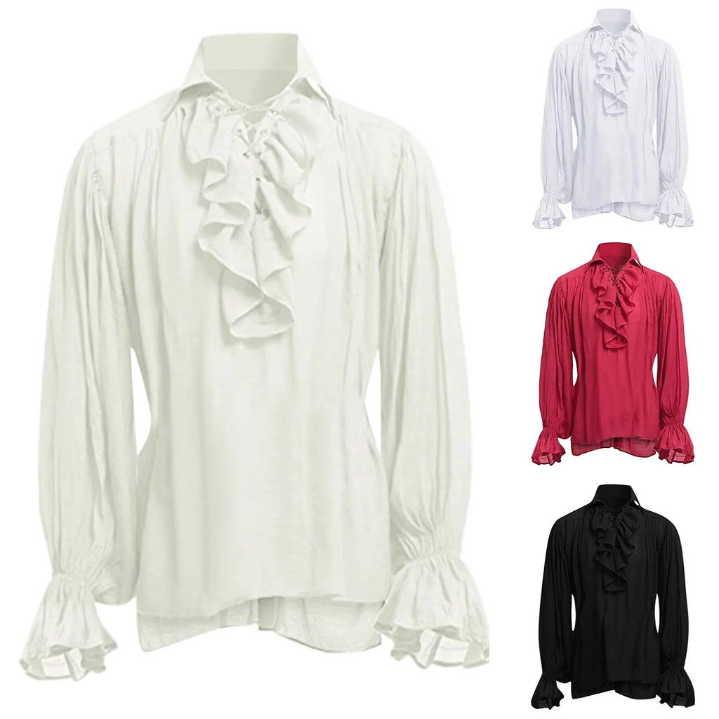 Ruffled Medieval Shirt | Long Sleeve | 4 Colors | S-5XL