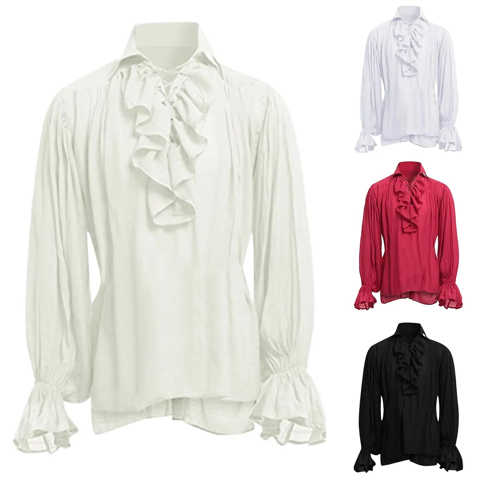 Ruffled Medieval Shirt | Long Sleeve | 4 Colors | S-5XL