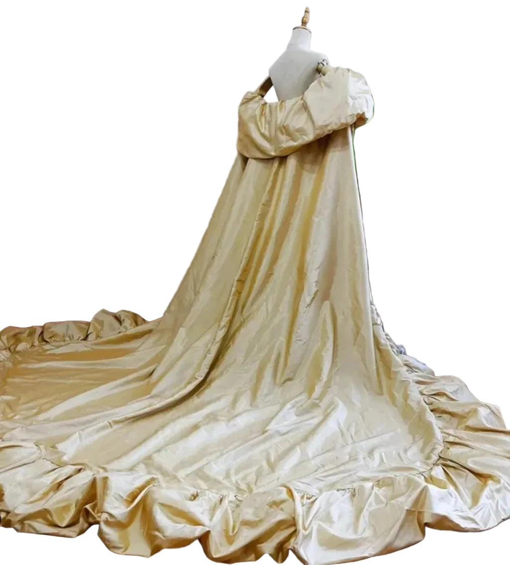 Taffeta Cape | Puffy Ruffle Edge & 230cm Train | Pageant & Evening